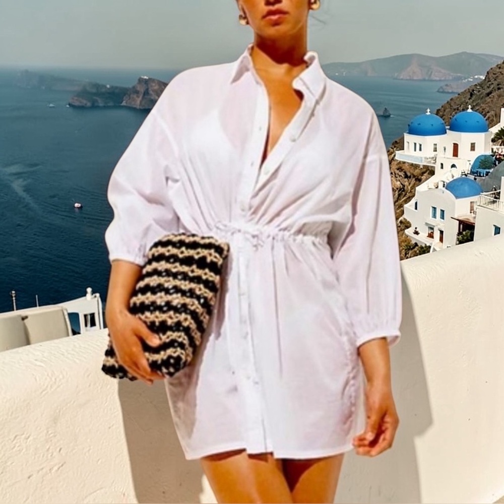 J.Crew Cinched Shirtdress Coverup In Sheer Cotton Voile Size Xl